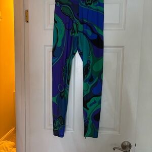 Emilio Pucci Blue and Green Patterned Leggings